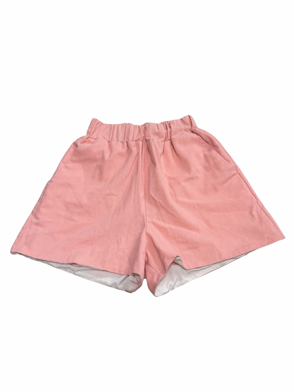 Hemline Women's High Rise Pull-On 100% Linen Shorts |‎ Pink | XS
